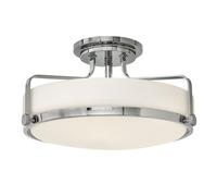 Loops 3 Bulb Semi Flush Light Opal Glass Metal Ring Polished Chrome LED E27 60W in Clear Loops Clear