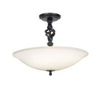 Loops 3 Bulb Semi Flush Light Swirl Detailsing Uplighter Glass Shade Black LED E14 60W Loops Black