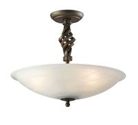 Loops 3 Bulb Semi-Flush Uplighter-Iron-Tight Swirl Stem Design-Black/Gold-LED E14 60W in Black Loops Black