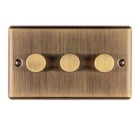 Loops 3 Gang 400W Led 2 Way Rotary Dimmer Switch Antique Brass Light Dimming Plate