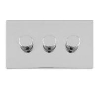 Loops 3 Gang Rotary Dimmer Switch 2 Way Led Screwless Polished Chrome Light Dimming