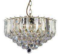 Loops 3 Light Chandelier Pendant BRASS & CLEAR Shade Hanging Ceiling Feature Lamp Bulb in Metallics Loops Metallics