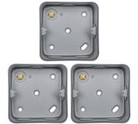 Loops 3 Pack 1 Gang 40mm Surface Mount Metal Clad Back Box Switch Socket Rounded Earth