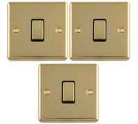 Loops 3-Pack 1-Gang Polished Brass 2-Way 10A Light Switch With Black Trim