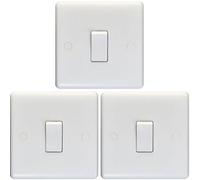 Loops 3 Pack 1 Gang Single 10A Light Switch 1 Way - White Plastic Wall Plate Rocker