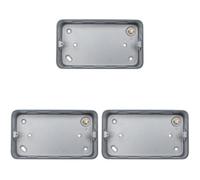 Loops 3 Pack 2 Gang 40mm Surface Mount Metal Clad Back Box Switch Socket Rounded Earth