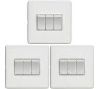 Loops 3 Pack 3 Gang Triple Light Switch Screwless Matt White 2 Way 10A Slim Rocker
