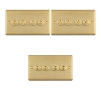 Loops 3-Pack 4-Gang Retro Toggle Light Switch Plate Satin Brass 10A 2-Way 86X145mm