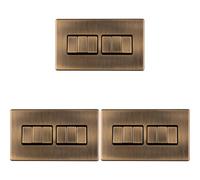 Loops 3 Pack 6 Gang Multi Light Switch Screwless Antique Brass 2 Way 10A Slim Rocker