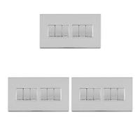 Loops 3 Pack 6 Gang Multi Light Switch Screwless Polished Chrome 2 Way 10A Rocker