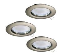 Loops 3 PACK Flush Ceiling Downlight Satin Nickel Steel 3 x 3W GU10 Bulb in Metallics Loops Metallics