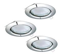 Loops 3 PACK Flush / Recessed Ceiling Downlight Chrome Steel 3 x 3W GU10 Bulb in Metallics Loops Metallics