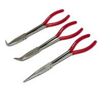 Loops 3 Piece 280mm Needle Nose Pliers Set - Straight & Angled Nose - Serrated Jaws Loops Multicolor