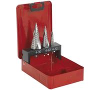 3 Piece HSS M2 Spiral Flute Step Drill Bit Set - 3 Sizes - Precision Hole Drill