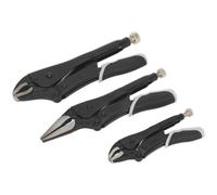 Loops 3 Piece Quick Release Locking Pliers Set - Curved & Long Nose Pliers - Black Loops Black