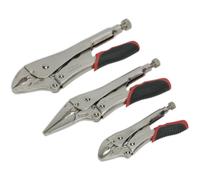 Loops 3 Piece Quick Release Locking Pliers Set - Curved & Long Nose Pliers - Steel in Metallics Loops Metallics