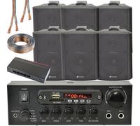 Loops 3 Zone Bluetooth Speaker Kit 6X 70W Black Wall Mounted Home Bar Stereo Amplifier