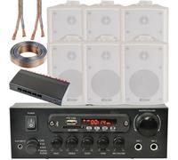 Loops 3 Zone Bluetooth Speaker Kit 6X 70W White Wall Mounted Home Bar Stereo Amplifier
