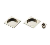 Loops 30mm Sliding Door Rose & 2X 53mm Square Flush Finger Pulls - Polished Chrome