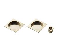 Loops 30mm Sliding Door Rose & 2X 53mm Square Flush Finger Pulls - Satin Nickel