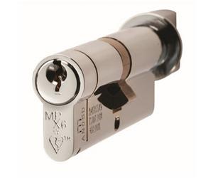Loops 35 / 45mm Euro Offset Cylinder Lock & Thumb Turn - 6 Pin Polished Chrome Barrel