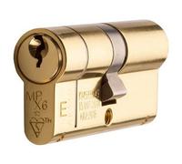 Loops 35 / 50mm Euro Double Offset Cylinder Lock 6 Pin Polished Brass Fire Door Barrel
