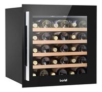 Loops 36 Bottle 60Cm Built-In Wine Cooler Fridge - Wood Shelves & Led Backlit Black