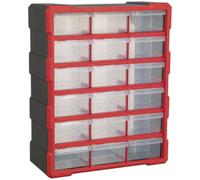 Loops 375 x 165 x 470mm 18 Drawer Parts Cabinet - RED - Wall Mounted / Standing Box Loops Multicolor