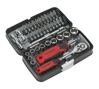 Loops 38 Piece 1/4 Inch Drive Socket & Bit Set - Chrome Vanadium - Ratchet Wrench Loops Multicolor