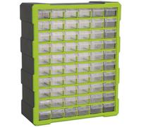 Loops 380 x 160 x 475mm 60 Drawer Parts Cabinet - GREEN - Wall Mounted / Standing Box Loops Green
