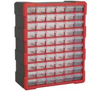 Loops 380 x 160 x 475mm 60 Drawer Parts Cabinet - RED - Wall Mounted / Standing Box Loops Multicolor