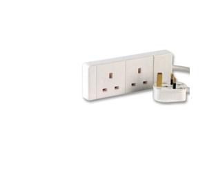 Loops 3m 2 Way Mains Power Gang Extension Socket - Multi Plug Splitter Adapter Cable