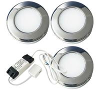 3x 2.6W LED Kitchen Cabinet Surface Spot Lights & Driver Chrome Natural White