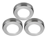 Loops 3x CHROME Round Surface or Flush Under Cabinet Kitchen Light Kit - 240V Mains Powered - Natural White LED