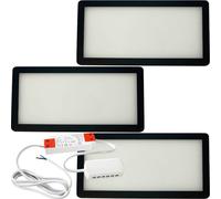 Loops 3x MATT BLACK Ultra-Slim Rectangle Under Cabinet Kitchen Light & Driver Kit - Natural White Diffused LED