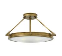 Loops 4 Bulb Semi Flush Light Cast Knobs Hinges White Shade Heritage Brass LED E14 60W Loops White
