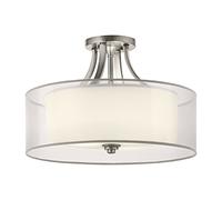 Loops 4 Bulb Semi Flush Light WHITE ORGANAZA Shade Antique Pewter LED E27 60W Bulb Loops White