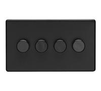 Loops 4 Gang Rotary Dimmer Switch 2 Way Led Screwless Matt Black Light Dimming Wall