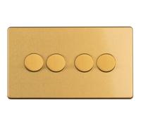 Loops 4 Gang Rotary Dimmer Switch 2 Way Led Screwless Satin Brass Light Dimming Wall