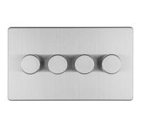 Loops 4 Gang Rotary Dimmer Switch 2 Way Led Screwless Satin Steel Light Dimming Wall