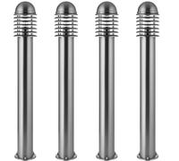 Loops 4 PACK 1m Outdoor Post Bollard Light Polished Steel Vandal Proof Pathway Lamp in Metallics Loops Metallics
