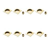 Loops 4 Pack - 30mm Sliding Door Rose & 2X 53mm Square Flush Finger Pulls - Polished Brass