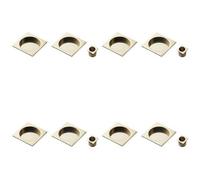 Loops 4 Pack - 30mm Sliding Door Rose & 2X 53mm Square Flush Finger Pulls - Satin Chrome