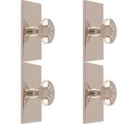 Loops 4 Pack - 32mm Round Cabinet Door Knob & 76X40mm Matching Backplate Polished Nickel Handle