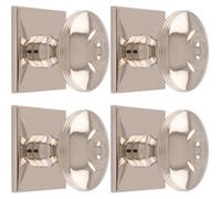 Loops 4 Pack - 38mm Round Cabinet Door Knob & 40X40mm Matching Backplate Polished Nickel Handle