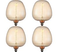 Loops 4 Pack Amber Glass 4W E27 Led Light Bulb - Non-Dimmable Warm White - 320Lm 2000K