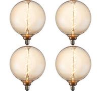 Loops 4 Pack Amber Glass 4W E27 Led Light Bulb - Spiral Design - Non-Dimmable Warm White - 320Lm 2000K