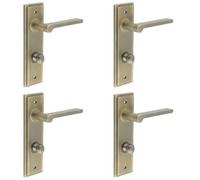 Loops 4 Pack Antique Brass Door Handle With Backplate For Bathrooms Elegant Turn & Release Design Solid Brass - Interior Handle