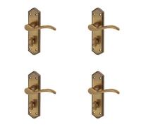 Loops 4 Pack Antique Bronze Suite Door Handle With Bathroom Plate For Modern Interiors - Interior Lever On Backplate