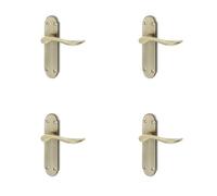 Loops 4 Pack Antique Bronze Suite Door Handle With Latchplate - Victorian Style - Interior Lever On Backplate
